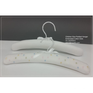 The Head Children Size Padded Hanger with Embroided Cotton Colored Dots, Kids Coat Hanger, Made in China